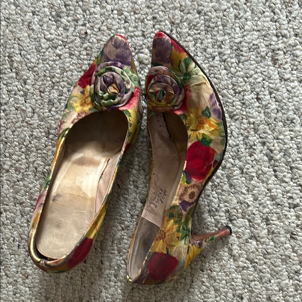 Salvatore Ferragamo Red and Yellow Heels